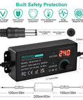 Adjustable DC Power Supply 3V To 24V 3A 72W With LCD Display AC Input 100 To 240V Includes 14 Tips Polarity Converter