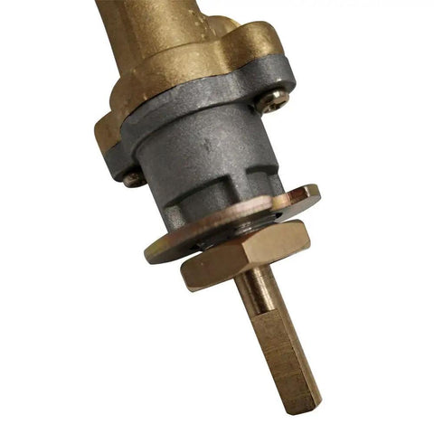 Close-up of bronze and steel 3/8 Inch Male Flare Propane Gas Fire Pit Main Control Valve With Flame Failure Safety And Low Pressure Thermoelectric Valve