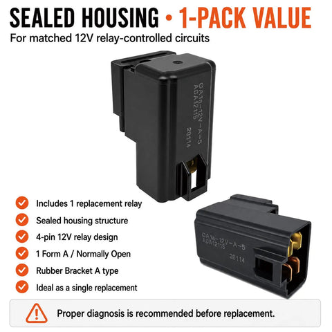 Heavy Duty 12V 30A 4-Pin Form A Relay, 1 Pack, Socket and Bracket Included, High Current Switching for Automotive Electronics and DIY Projects Ready for Easy Install black sealed relay with socket