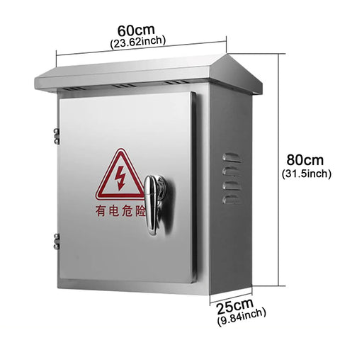 Weatherproof Stainless Steel Electrical Enclosure Box For EV Charger Lockable Wall Mounted Junction Box With Internal Mounting Panel For Outdoor Protection Built To Handle The Elements And Dust, 60x80x25cm