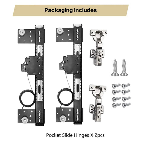 Slick Heavy Duty Pocket Door Slide Hinge Kit With Thick Cold Rolled Steel And Dual Row Ball Bearings For A Damn Smooth Invisible Sliding Motion On Inset Wood Doors components and hardware for installation.