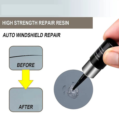 Windshield Chip And Crack Repair Kit With Glass Repair Fluid, DIY Car Glass Fix usage demo with before and after results.