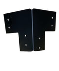 Front view of Beefy Heavy Duty 12 Gauge Steel Corner Bracket For 4x4 Posts, Industrial Strength Construction, black finish