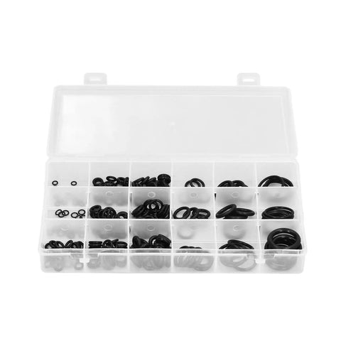 225Pcs NBR O Ring Assortment Kit Pro Grade With 18 Oil Resistant Sizes In Transparent Storage Box For Automotive Hydraulic