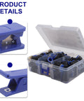 Top Notch 53 Piece Pneumatic Fitting Bundle With Quick Connect Push To Air Hose Links In 1/4 3/8 And 1/2 Inch Sizes Featuring Sturdy Zinc Alloy Elbows Tees And Straight Adapters For Heavy Duty Industrial Plumbing Jobs That Need Zero Leaks And Serious. clear plastic case with blue push-to-connect pneumatic fittings