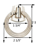 5 Pack 2.2 Inch Footed Nickel Ring Drawer Pulls For Cabinets And Cupboards, heavy duty, classic design, with detailed measurements
