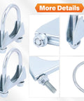 Two Pack 1.77 Inch U-Bolt Clamp Saddle Style Exhaust Clamps For Mufflers And Tip Pipes 45mm Steel Heavy Duty U-Bolt Exhaust Pipe Clamp Set