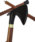 Black Handle Axe Walking Cane With Antique Lock Three Part Open Vintage Walking Stick Durable Aluminum And Wood Build