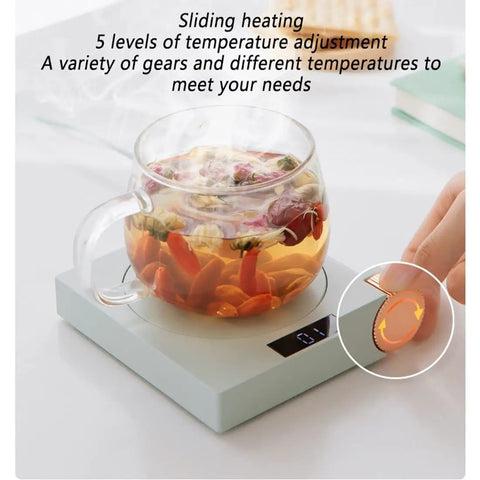 Ultra Smooth Electric Coffee Mug Warmer Usb Powered Cup Heater With Five Level Temp Control Auto Shut Off Compact Base with tea.