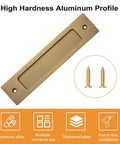 Rectangular Recessed Sliding Door Pulls 2 Pack Champagne Gold Flush Pull Aluminum Alloy Closet Door Finger Pulls With Mounting Screws 180mm