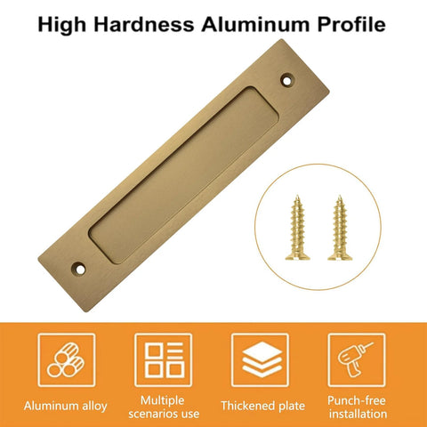 Rectangular Recessed Sliding Door Pulls 2 Pack Champagne Gold Flush Pull Aluminum Alloy Closet Door Finger Pulls With Mounting Screws 180mm