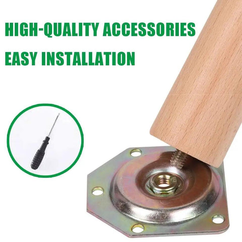 Beech Wood Table Legs Set Of 4 12 Inch 16 Inch 18 Inch Tapered Round Replacement Feet with mounting plate and screwdriver