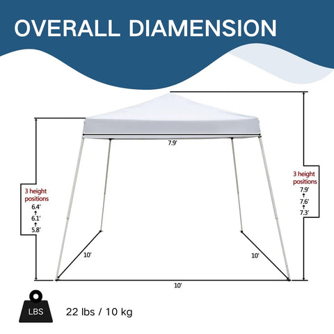 10x10 Pop Up Gazebo Tent With Slant Leg Frame, Waterproof Canopy With UV Protection, Easy Setup For Parties, BBQs, Weddings And More