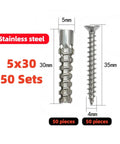 Stainless Steel Serrated Expansion Heavy Duty Hollow Wall Anchors With Screws Kit For Concrete Hollow And Wood Surfaces 50 Sets 5x30 Inch