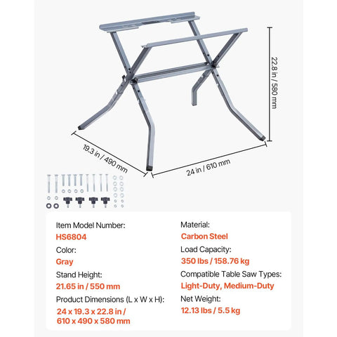 Heavy Duty Table Saw Folding Stand With 350 Lb Load Capacity, Rock Solid For Job Sites, Folds Flat Quick For Easy Stash, Universal Fit For Your Woodworking Rig