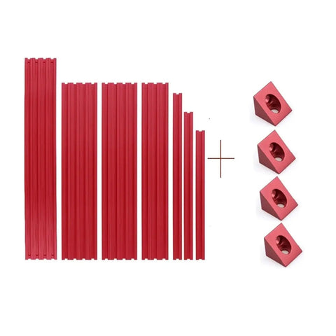 Hella Sturdy 300mm Aluminum Extrusion Frame Kit For Corexy 3D Printers features red anodized aluminum rails and brackets.