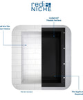 Double Niche Recessed Shower Shelf In Black With Two Inner Shelves For Easy Shower Storage 16 Inch Width 34 Inch Height 4
