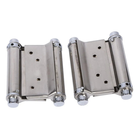 2 Pack Slick Double Action Spring Hinges For Self Closing Cafe Doors Built From Tough Stainless Steel with polished finish