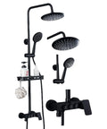 CUTPOIY Black Button Model Constant Temperature 3 Gears Shower Faucet Set Exposed Shower Systems with Rain Shower and Handheld
