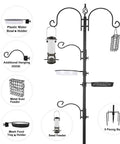 Bird Feeding Station Kit With Adjustable Hooks And Trays, Tough Pole System For Hanging Big And Small Feeders, Suet Feeder, Bird Bath, And Planter Hanger For Easy Install To Attract Wild Birds All Season shown in diagram view