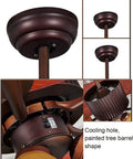 Modern Retro Ceiling Fan With Remote Control And Ambient Lighting For Indoor Outdoor Use In Apartments Living Rooms And Bedrooms close-up of cooling hole and barrel-shaped design