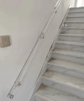 Heavy Duty Clear Acrylic Railing System For Decks Patios And Balconies Weather Resistant Panels on a stair railing
