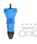 Top Rated Ergonomic Rivet Drill Adapter Kit With Hex Wrenches And Nozzles For Fastening Tasks On Sheet Metal And Auto Parts Using Standard Power Drills To Install Rivnuts Effortlessly, blue drill adapter with wrenches