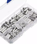 Bulk Pack Of 200 Premium Bare Copper Butt Connectors Non Insulated Crimp Terminals For 22 To 10 Awg Wire Splice Ferrules With Tin Plating For Max Conductivity And Durability Perfect For Car Mods And Pro Auto Repairs, open box of bare metal butt connectors