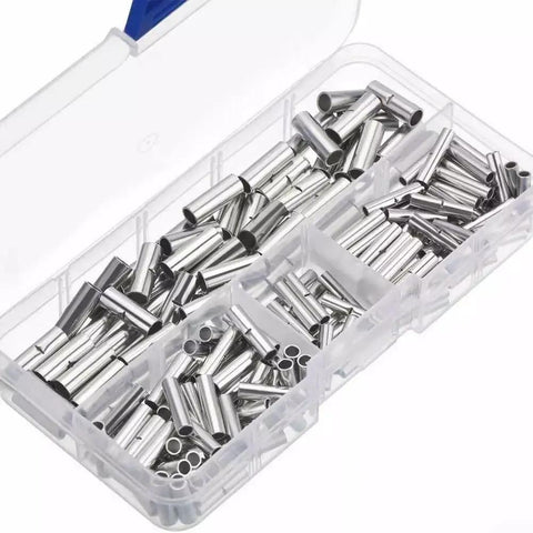 Bulk Pack Of 200 Premium Bare Copper Butt Connectors Non Insulated Crimp Terminals For 22 To 10 Awg Wire Splice Ferrules With Tin Plating For Max Conductivity And Durability Perfect For Car Mods And Pro Auto Repairs, open box of bare metal butt connectors