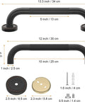 12 Inch Anti Slip Shower Grab Bar In Antique Brass, Knurled Safety Hand Rail For Bathrooms with dimensions and installation parts