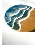 14 Inch Dope Ocean Wave Resin Cheese Board With Lazy Susan Turntable Kitchen Decor Centerpiece with 3D Blue Surf Design