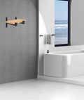 Bathroom setup with Heavy Duty L Shaped Shelf Bracket Set With Screws For Wall Cabinets And Home Use Sturdy Stainless Steel Right Angle Support