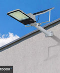 Heavy Duty Solar LED Flood Light With Remote And Light Sensor IP65 Waterproof 10W To 150W Dusk To Dawn Street Lamp mounted on wall
