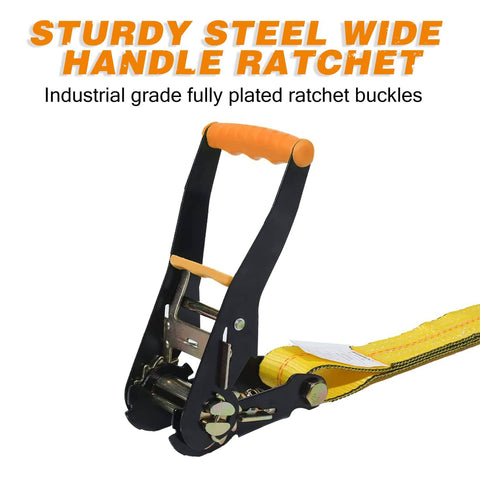 Heavy Duty Car Tie Down Kit With Snap Hooks 10,000 Lb Break Strength 3,333 Lb Working Load with industrial ratchet handle