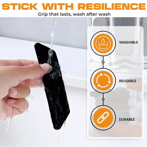 Washing the Eight Pack Double Sided Rug Tape For Hardwood Floors And Tile, demonstrating its washable and reusable features.