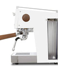 Kickass Semi Professional Espresso Machine With PID Temperature Precision And Programmable Volumetric Controls Single Thermoblock in glossy white.