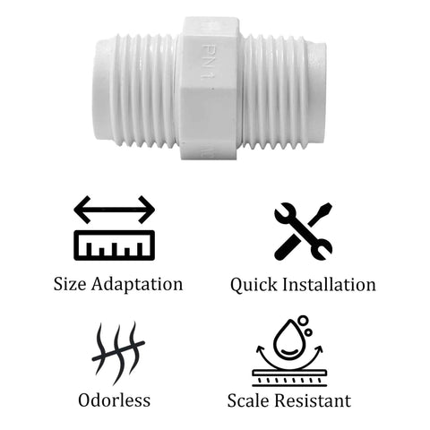 Eight Pack One Half Inch PVC Pipe Connectors M To M NPT Thread Coupling Adapters For DIY Home Or Industrial Plumbing Use Corrosion Resistant White PVC Fittings, white threaded coupling