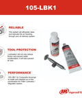 Impact Tool Lube Kit For Assembly And Disassembly With IRT105 Grease And IRT10 Oil GTH1 Tub Gun 4 Oz Each White And Gray 105 LBK1 For Quick Maintenance product image