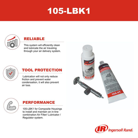 Impact Tool Lube Kit For Assembly And Disassembly With IRT105 Grease And IRT10 Oil GTH1 Tub Gun 4 Oz Each White And Gray 105 LBK1 For Quick Maintenance product image