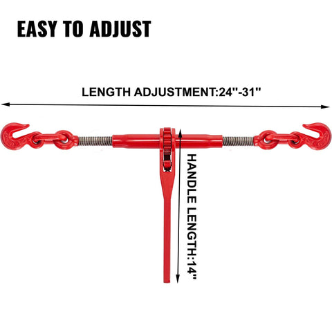 Heavy Duty Chain Binder Five Sixteenths To Three Eighths Inch Ratchet Load Binder With 6600 Lbs Capacity And G70 Hooks Adjustable