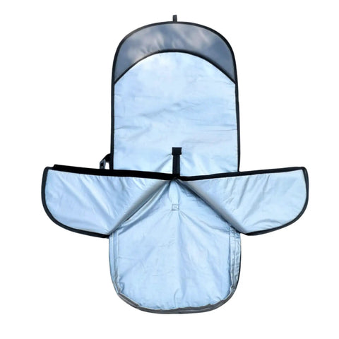 Open Boosted 20mm Foam Nose And Tail Protection Foil Bag For Wing Foil And SUP Boards Travel Ready Case with silver interior