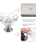 Hella Bright Acrylic Drawer Knobs 6 Pack Single Hole Cabinet Pulls Top Shelf Dresser Handles top view on chrome base for cabinets