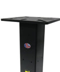 Rock Solid Heavy Duty Vise And Grinder Floor Pedestal Stand Featuring Universal Mounting Slots, 36 Inch Work Height steel top view.