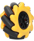 Yellow Mecanum wheel with black rollers for omnidirectional DIY robot cars, 48mm, pair