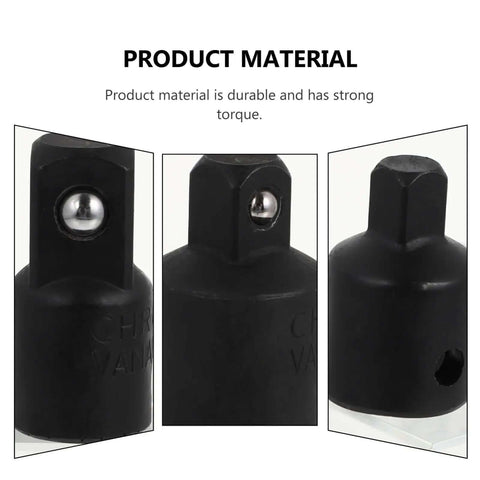 Ditch The Struggle With This Awesome 4 Piece Black Steel Socket Converter Kit! Includes Ball Bearing Adapters For Fast Drive Size Swaps And Secure Fits On Wrenches. Perfect For Hard-Core Car Repair Jobs, Heavy Duty Mechanics, And DIY Warriors Who Need. black steel socket adapter with ball bearing detail