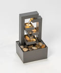 Small Desktop Waterfall Fountain 9.65 Inches For Desk Zen Vibes And Relaxation, 3 tier stone water feature with natural stones