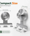 Two Pack Beefy Aluminum Suction Cup Razor Holder For Shower No Sweat Setup On Tile with size details in brushed silver.