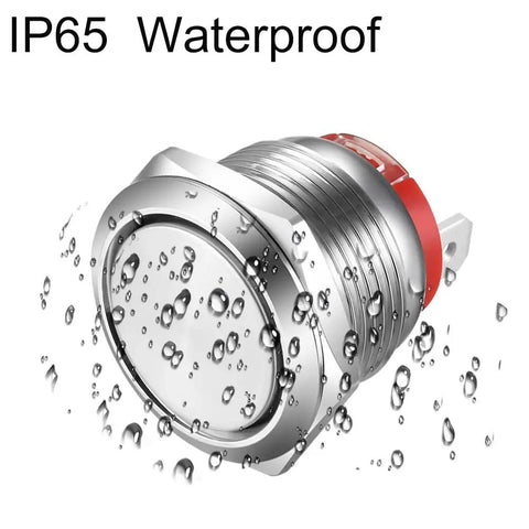 IP65 waterproof 19mm Stainless Steel Momentary Push Button Switch, Short Type, Waterproof 2 Pin SPST, Push And Hold On Release Off, Self Reset