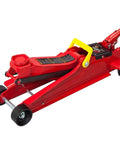 Heavy Duty Hydraulic Low Profile Floor Jack With Quick Lift Pump, 2.5 Ton Capacity, Trolley Style For Sedans, Durable Steel Construction, Red