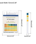 pH Test Strips 0 To 14, 100 Indicator Papers Litmus Tester Kit dimensions and color scale chart